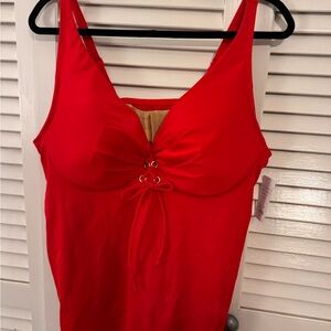 NWT Cacique Red Lace-Up Swimsuit Top